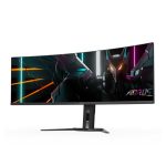 GIGABYTE Monitor de juegos curvo CO49DQ OLED con resolución 5120x1440, diseño 1800R, frecuencia de actualización de 144Hz, tiempo de respuesta de 0.03ms, tecnología KVM, FreeSync Premium Pro y puertos HDMI 2.1, modelo CO49DQ EK