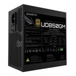 Imagen de GIGABYTE UD850GM, unidad de fuente de alimentación de 850 W en color negro y con conector 20+4 pin ATX. SKU GP-UD850GM.