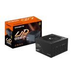 Imagen de GIGABYTE UD850GM, unidad de fuente de alimentación de 850 W en color negro y con conector 20+4 pin ATX. SKU GP-UD850GM.