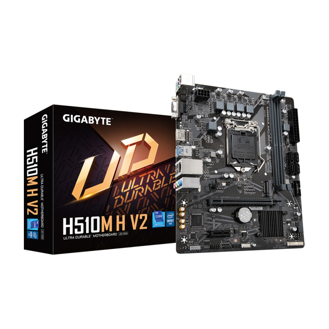 Gigabyte H510M H V2 Placa base con soporte para Intel Core 11th Gen y DDR4 3200MHz Placa base Gigabyte H510M H V2 compatible con procesadores Intel Core de 11ª generación, hasta 3200MHz DDR4, un puerto PCIe 3.0 M.2, GbE LAN y USB 3.2 Gen 1 (H510M H V2)