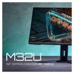 Monitor de juego GIGABYTE M32U de 31.5 pulgadas con resolución 4K UHD, 144Hz de tasa de refresco, 1ms de tiempo de respuesta, 350 cd/m² de brillo, FreeSync Premium Pro, Display HDR400, HDMI 2.1 y Displayport 1.4. SKU: M32U EK
