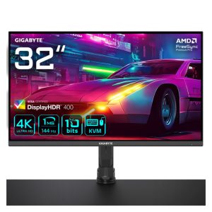 Gigabyte M32U 31.5 pulgadas Monitor de Juego 4K UHD con resolución 3840 x 2160, tasa de refresco 144Hz, tiempo de respuesta 1ms, brillo 350 cd/m², FreeSync Premium Pro, Display HDR400, HDMI 2.1 y Displayport 1.4. SKU: M32UAE EK
