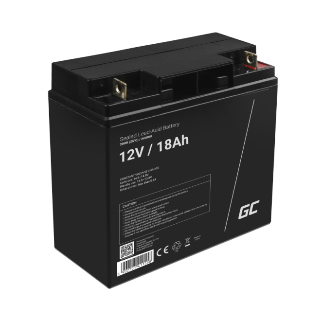 Green Cell batería recargable VRLA 18000 mAh 12 V Green Cell AGM09 batería recargable industrial Sealed Lead Acid (VRLA) con capacidad de 18000 mAh y 12 V
