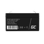 Vista frontal de la batería Green Cell AGM13 Sealed Lead Acid VRLA de 6 voltios y 1,3 amperios-hora, adecuada para sistemas UPS, SKU AGM13