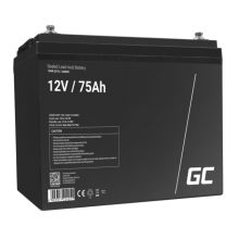 Imagen de la batería Green Cell modelo AGM25, sellada de ácido de plomo con 12 voltios y 75 amperios-hora, SKU AGM25, usada para sistemas de UPS.