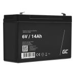 Vista de la batería Green Cell AGM34 para sistemas UPS, Sealed Lead Acid VRLA, que ofrece 6V y una capacidad de 14Ah