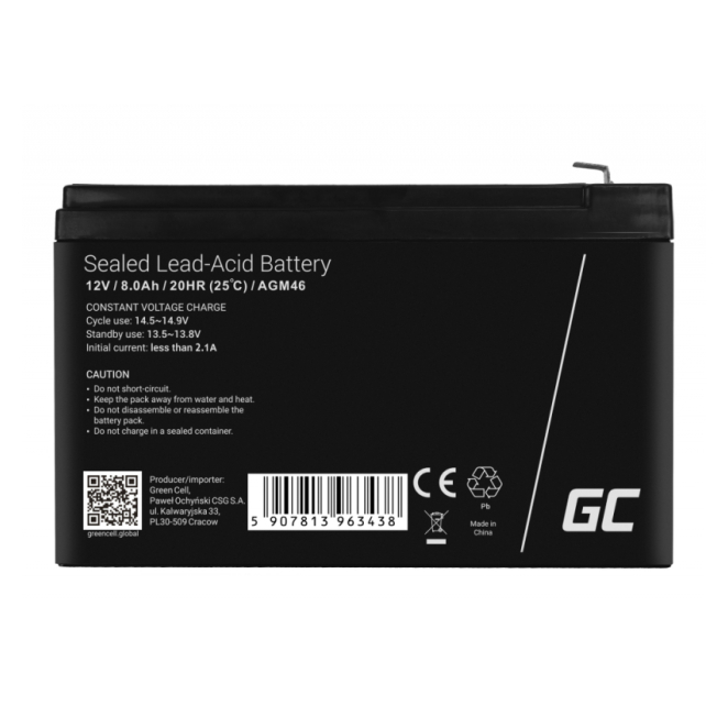 Green Cell AGM46 batería recargable industrial Sealed Lead Acid (VRLA) 8000 mAh 12 V 3 Green Cell AGM46 uso industrial
