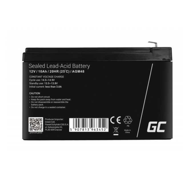 Green Cell AGM48 batería para sistema ups Sealed Lead Acid (VRLA) 12 V 10 Ah 3 Green Cell AGM48 batería de respaldo para UPS