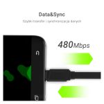 Cable USB Green Cell de 0,25 metros con conector Micro-USB A y USB A en negro, código de producto KABGC01