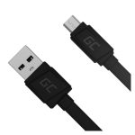 Cable USB Green Cell de 0,25 metros con conector Micro-USB A y USB A en negro, código de producto KABGC01