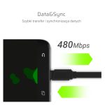 Cable USB de 0,25 metros Green Cell KABGC03 con conector USB-A a USB-C en color negro