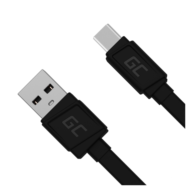 Green Cell cable USB-C 0,25 m conector USB-A Negro Cable USB de 0,25 metros Green Cell KABGC03 con conector USB-A a USB-C en color negro