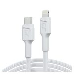 Cable Green Cell GC PowerStream en color blanco, con 1 metro de longitud, SKU KABGC07W. Ideal para cargar y transferir datos de dispositivos electrónicos.