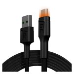 Cable USB 2.0 Green Cell de 2 metros color negro, con conectores USB A a Micro-USB B. SKU: KABGC11