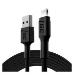 Green Cell KABGC12 cable con conector Lightning 2 metros en color negro, ideal para dispositivos Apple