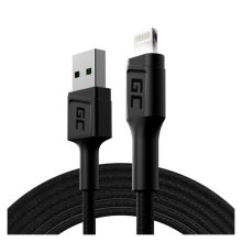 Green Cell KABGC12 cable con conector Lightning 2 metros en color negro, ideal para dispositivos Apple