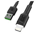 Green Cell KABGC12 cable con conector Lightning 2 metros en color negro, ideal para dispositivos Apple