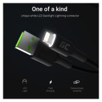 Green Cell KABGC12 cable con conector Lightning 2 metros en color negro, ideal para dispositivos Apple