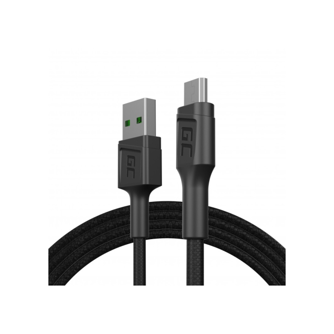 Green Cell cable USB 2.0 de 1.2 metros micro-USB negro Cable USB 2.0 Green Cell de 1,2 metros con conector USB A a Micro-USB B color negro, SKU KABGC20