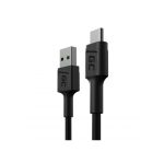 Cable USB de 0,3 metros Green Cell con conexiones USB A y USB C en color negro, SKU KABGC25