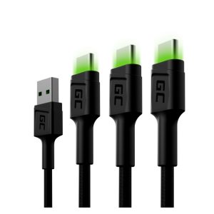 Cable de 2 metros de Green Cell con conexión USB-A a USB-C en color negro, SKU KABGCSET03