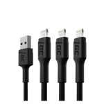 Cable de conector Lightning Green Cell de 2 metros en color negro con SKU KABGCSET06