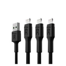 Cable de conector Lightning Green Cell de 2 metros en color negro con SKU KABGCSET06