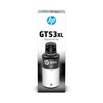 Imagen de la Botella de Tinta Original HP GT53XL en color negro, con 135 ml de capacidad, identificada por el SKU 1VV21AE. Diseñada para impresoras HP de alta calidad.