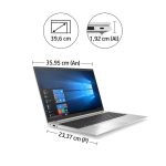 Portátil HP EliteBook 855 G7 con procesador AMD Ryzen 5 PRO, pantalla de 15.6 pulgadas Full HD, 8 GB de RAM, 256 GB SSD, Wi-Fi 6, y Windows 10 Pro en color plata. SKU: 204H4EA