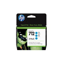 Paquete de 3 cartuchos de tinta HP DesignJet 712 cian de 29 ml, SKU 3ED77A, ideales para impresiones vívidas y precisas en tu impresora HP.