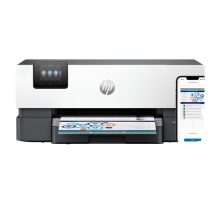Vista frontal de la impresora HP OfficeJet Pro 9110b inalámbrica a color con impresión a doble cara. SKU: 5A0S3B#629