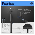 HP Monitor curvo DQHD E45c G5 con resolución doble QHD, ideal para una experiencia de visualización amplia y detallada - 6N4C1AA#ABB