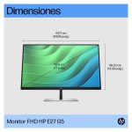 Monitor HP FHD E27 G5 de 27 pulgadas, modelo 6N4E2AA#ABB, excelente calidad de imagen y amplio tamaño