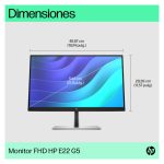 Monitor HP E-Series FHD E22 G5 de 22 pulgadas, 6N4E8AA#ABB, pantalla Full HD ideal para oficinas y entretenimiento