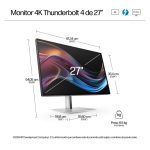 Monitor HP de 27 pulgadas 4K con Thunderbolt 4 Pro, ideal para trabajo profesional y entretenimiento, 8J9G2AA#ABB