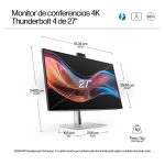HP Monitor de videoconferencia 4K Pro de la serie 7 de 27 pulgadas, modelo 727pm, 8K135AA#ABB