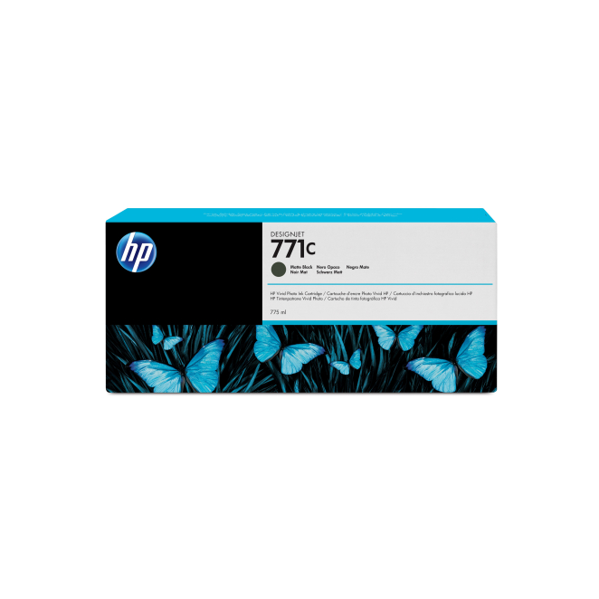 HP Cartucho de tinta DesignJet 771C negro mate de alta capacidad HP Cartucho de tinta DesignJet 771C en color negro mate, con 775 ml de capacidad. SKU: B6Y07A