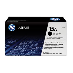 Imagen del cartucho de tóner HP original LaserJet 15A en color negro, SKU C7115A
