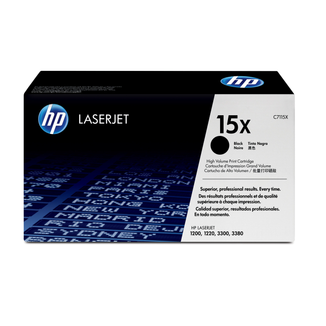 HP Cartucho de tóner LaserJet 15X Alta Capacidad Negro HP Cartucho de tóner original LaserJet 15X de alta capacidad color negro, modelo C7115X