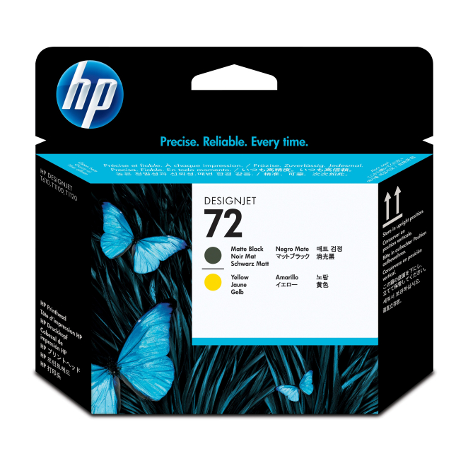 HP Cabezal de impresión DesignJet 72 negro mate y amarillo de alta precisión Cabezal de impresión HP DesignJet 72 en colores negro mate y amarillo, modelo C9384A, ideal para gráficos de precisión.