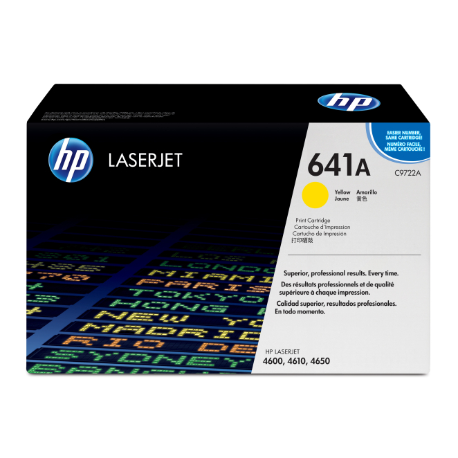 HP Cartucho de tóner Amarillo 641A para LaserJet HP 641A Yellow Original LaserJet Toner Cartridge cartucho de tóner C9722A, 1 pieza(s), Amarillo