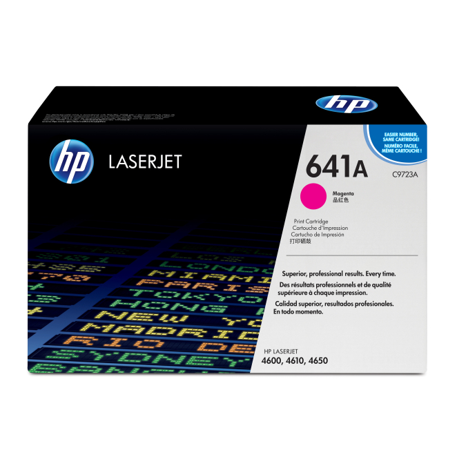 HP Cartucho de Tóner Magenta 641A para LaserJet de Alto Rendimiento Cartucho de tóner HP 641A Magenta Original para impresora LaserJet, SKU C9723A. Ideal para impresiones de alta calidad y rendimiento.