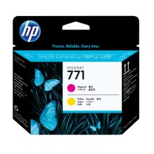 HP Cabezal de impresión DesignJet 771 magenta y amarillo, modelo CE018A, diseñado para impresoras de alto rendimiento.
