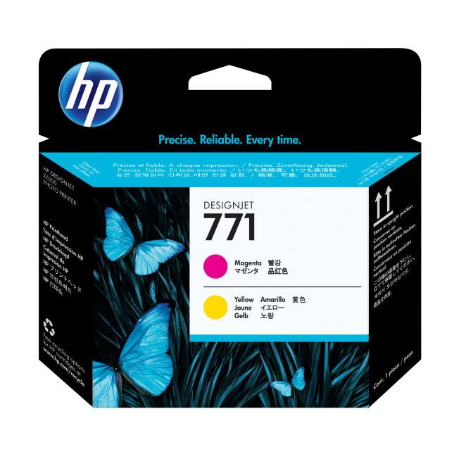 HP Cabezal de impresión DesignJet 771 para magenta y amarillo HP Cabezal de impresión DesignJet 771 magenta y amarillo, modelo CE018A, diseñado para impresoras de alto rendimiento.