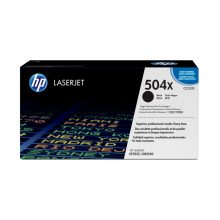 HP Cartucho de tóner original LaserJet 504X de alta capacidad negro, SKU: CE250X. Ideal para impresiones de gran volumen.