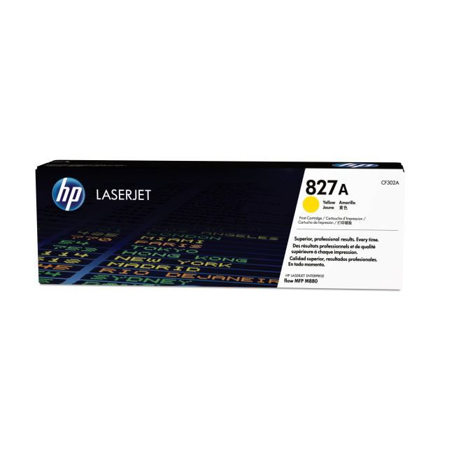 HP Cartucho de Tóner LaserJet 827A Amarillo de Alta Calidad Cartucho de tóner original amarillo HP LaserJet 827A, alta capacidad de impresión y color vibrante, SKU CF302A
