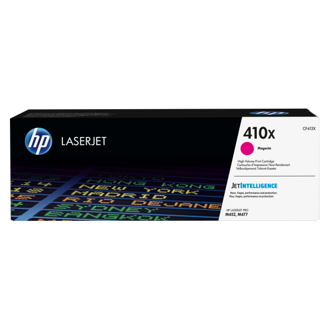 HP Cartucho de Tóner Original LaserJet 410X Magenta Alta Capacidad HP Cartucho de tóner original LaserJet 410X magenta de alta capacidad, SKU CF413X, ideal para impresiones de alto volumen y calidad superior.