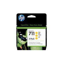 Pack de ahorro HP que contiene tres cartuchos de tinta DesignJet 711, color amarillo, cada uno con capacidad de 29 ml, SKU CZ136A