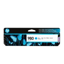 Cartucho de tinta original HP 980 en color cian, ideal para impresoras HP, SKU D8J07A