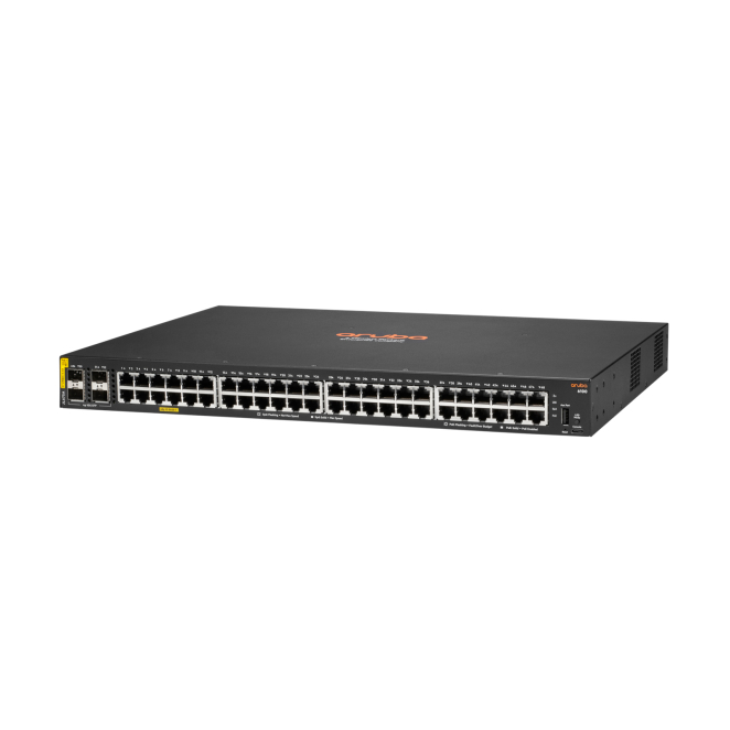 HPE Aruba Networking 6100 48G Class4 PoE 4SFP+ 370W Gestionado L3 Gigabit Ethernet (10/100/1000) Energía sobre Ethernet (PoE) 1U Negro 1 HPE Aruba Networking 6100 Switch imagen front view